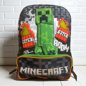Minecraft Light Up TNT 17" Creeper Backpack Flashing Lights School Bag​​